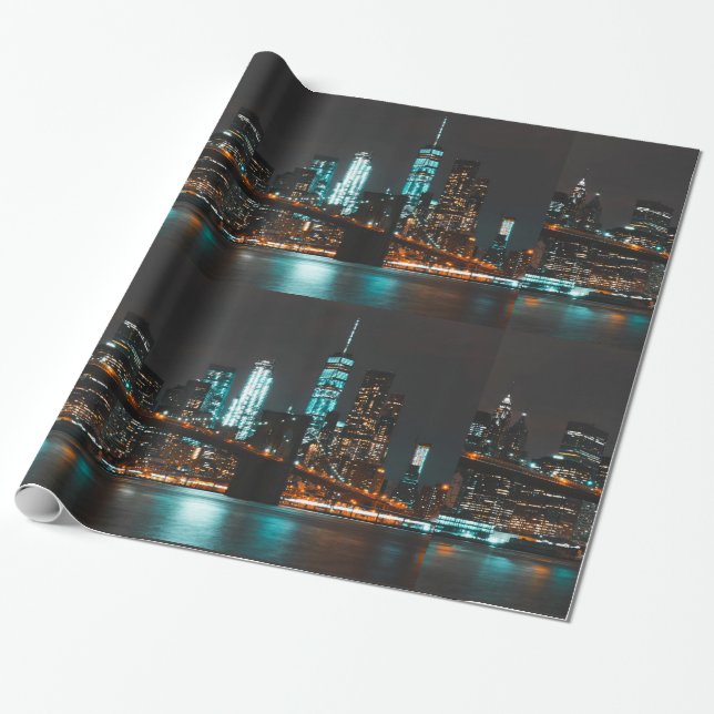 New York glossy wrapping paper (Unrolled)