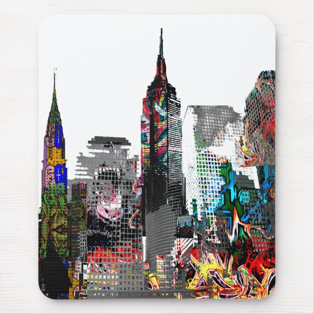 New York graffiti skyline Mouse Pad (Front)