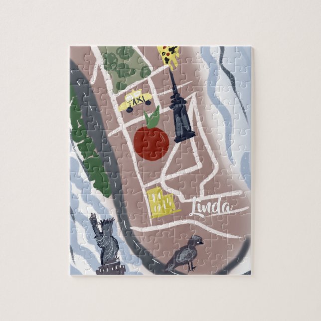 New York Hand Drawn Artsy Kids City Jigsaw Puzzle (Vertical)