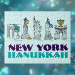New York Hanukkah Chanukah NYC Jewish Holiday Jigsaw Puzzle<br><div class="desc">Puzzle features an original illustration of various NYC landmarks "dressed up" for Hanukkah.

This Chanukah illustration is also available on other products. Don't see what you're looking for? Need help with customisation? Contact Rebecca to have something designed just for you.</div>