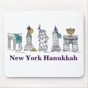 New York Hanukkah NYC Buildings Holiday Mousepad