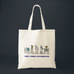 New York Hanukkah NYC Chanukah Holiday Tote Bag<br><div class="desc">Features an original pen-and-ink illustration of various New York City landmarks "dressed up" for the holiday season. Perfect for Hanukkah!</div>