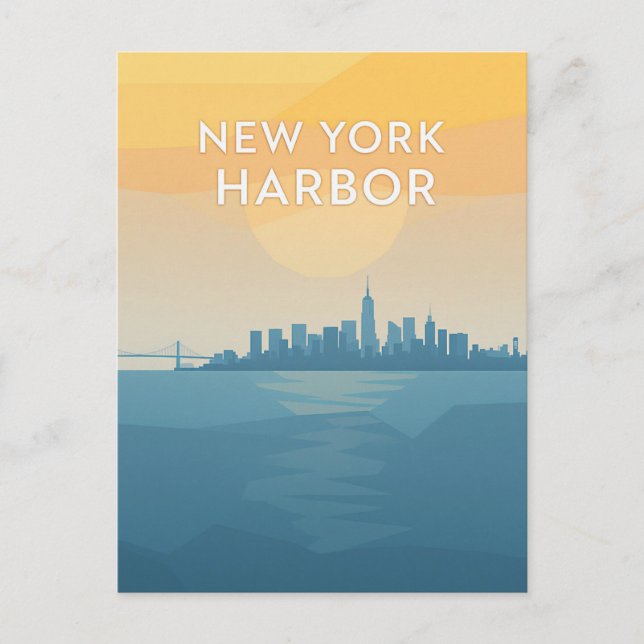 New York Harbor Sunset Postcard (Front)