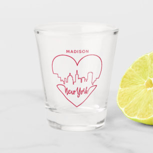 New York Heart custom name shot glass