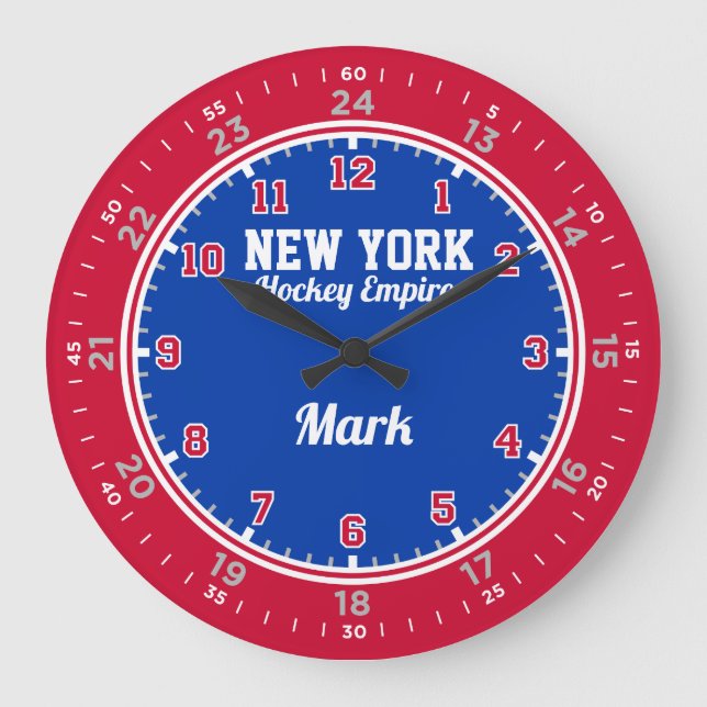 New York Hockey Empire 24 Hour Wall Clock (Front)