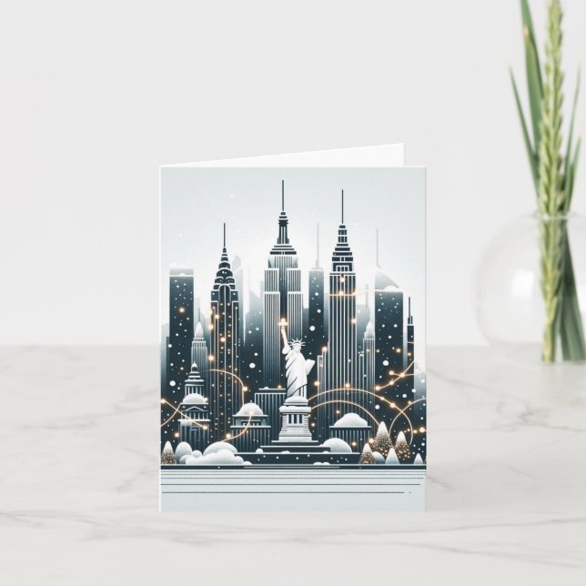 New York Holiday Elegance - Customizable Card (Front)