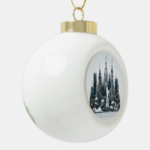 New York Holiday Elegance - Customizable Christmas Ceramic Ball Christmas Ornament