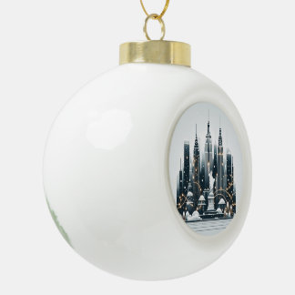 New York Holiday Elegance - Customizable Christmas Ceramic Ball Christmas Ornament