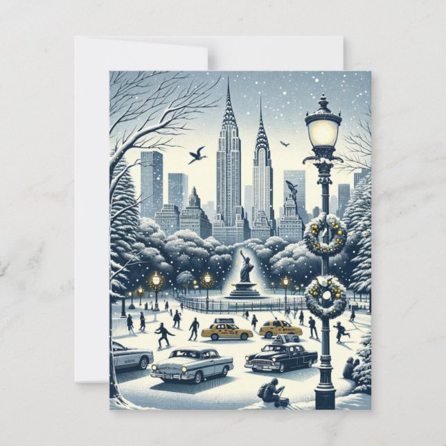 New York Holiday Elegance - Customizable Christmas Invitation (Front)