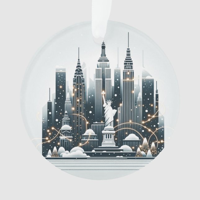 New York Holiday Elegance - Customizable Christmas Ornament (Front)