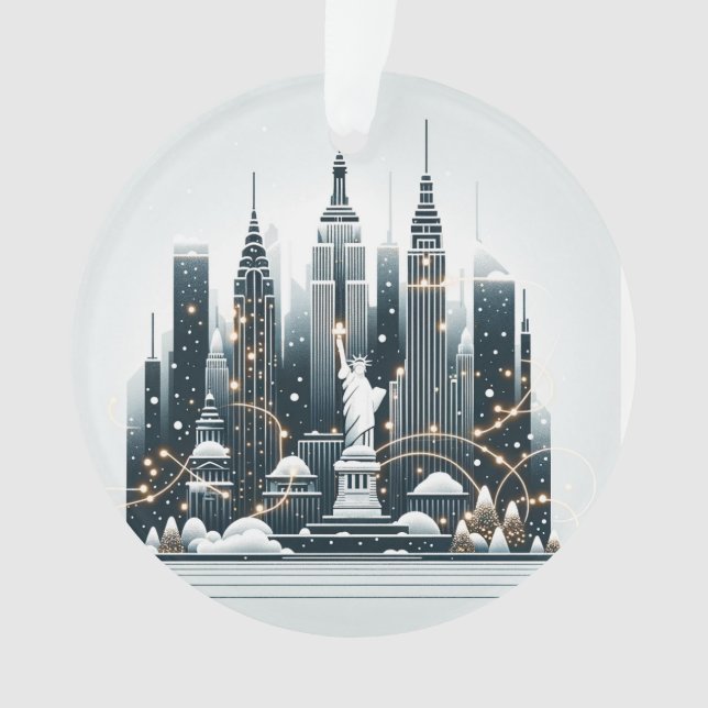 New York Holiday Elegance - Customizable Christmas Ornament (Front)
