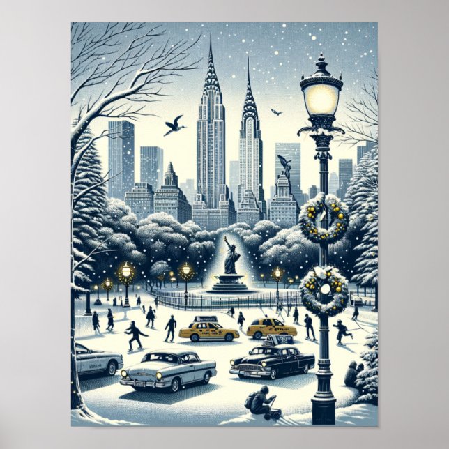 New York Holiday Elegance - Customizable Christmas Poster (Front)