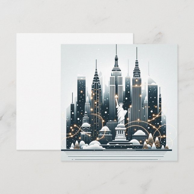 New York Holiday Elegance - Customizable Christmas Thank You Card (Front/Back)