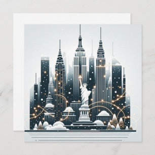 New York Holiday Elegance - Customizable Christmas Thank You Card