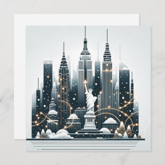 New York Holiday Elegance - Customizable Christmas Thank You Card