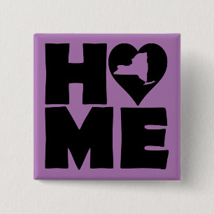 New York Home Heart State Button Badge Pin