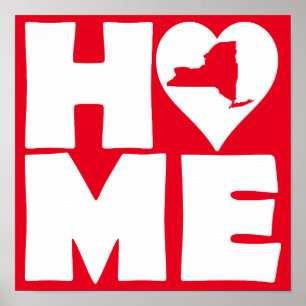 New York Home Heart State Poster Sign