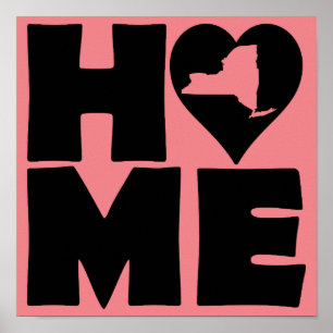 New York Home Heart State Poster Sign