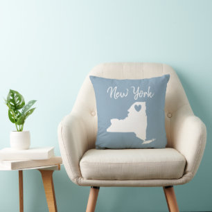 New York Home State Map Decoration Cushion
