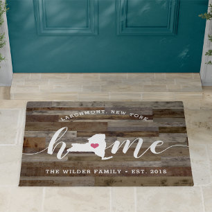New York Home State Personalised Wood Look Doormat