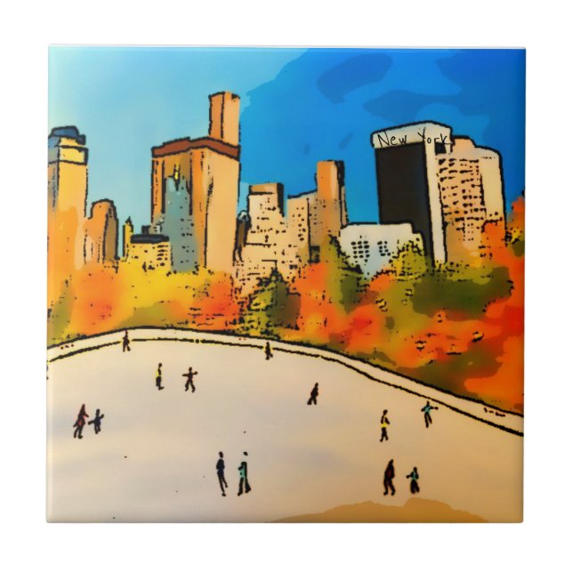 New York Ice rink Central Park   Ceramic Tile (Front)