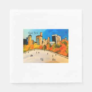 New York Ice rink Central Park  Napkin
