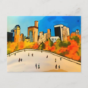 New York Ice rink Central Park Postcard