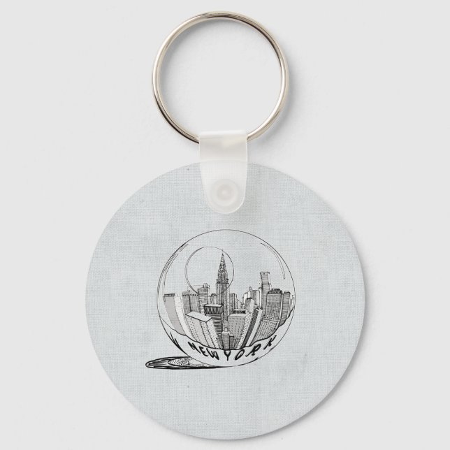 New York in a glass ball Key Ring (Front)