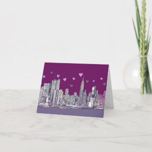 New York ink purple romance Holiday Card