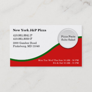 New York J And P Pizza - NEW Business Card