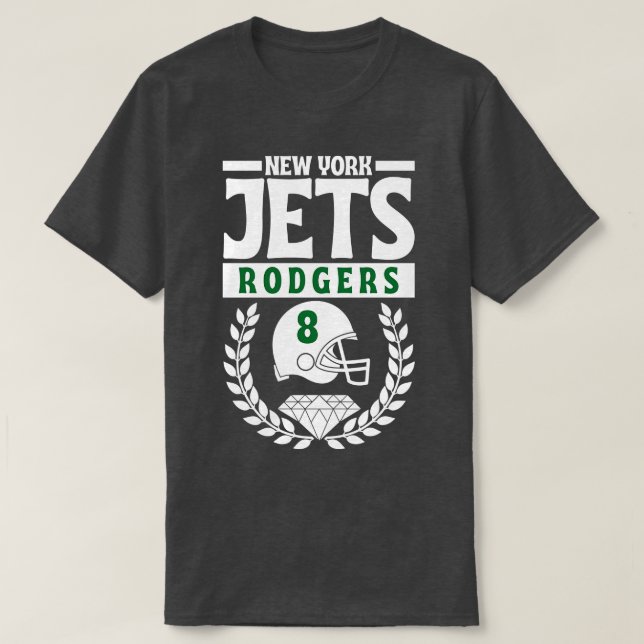New York Jets Aaron Rodgers 8 Helmet American T-Shirt (Design Front)