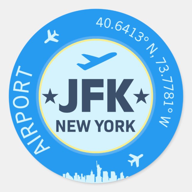 New York JFK Classic Round Sticker (Front)