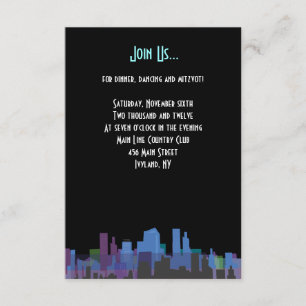 New York Lady Liberty Bar Bat Mitzvah Party Card