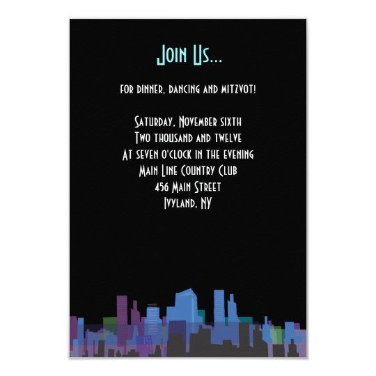 New York Lady Liberty Bar Bat Mitzvah Party Card