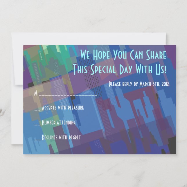 New York Lady Liberty Bar Bat Mitzvah Reply Card (Front)