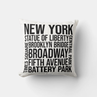 New York Landmarks Typography - USA Word Art Cushion