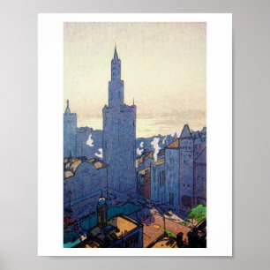 New York Landscape, Hiroshi Yoshida, Woodcut Poster