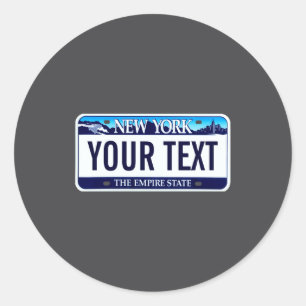 New York License Plate  Classic Round Sticker