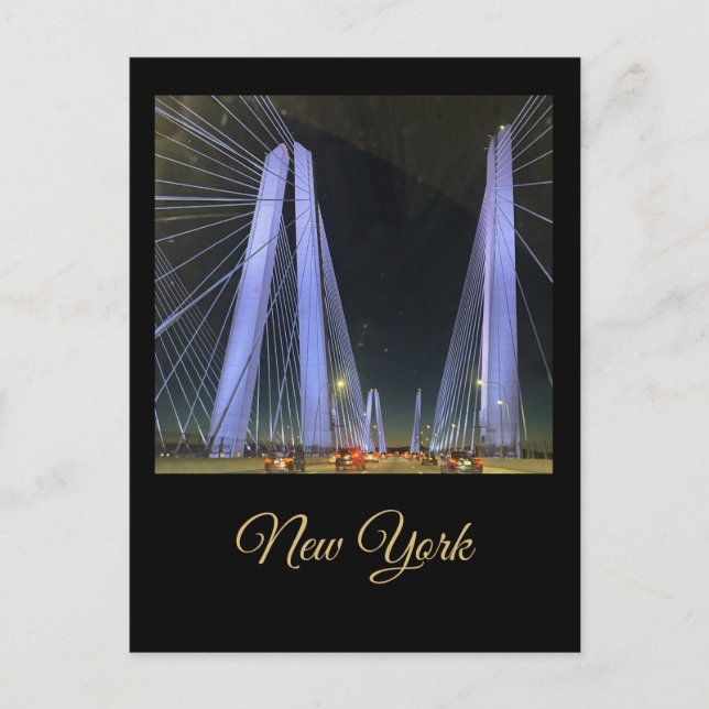 New York Lighted Bridge Postcard (Front)