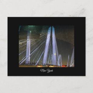 New York Lighted Bridge Postcard
