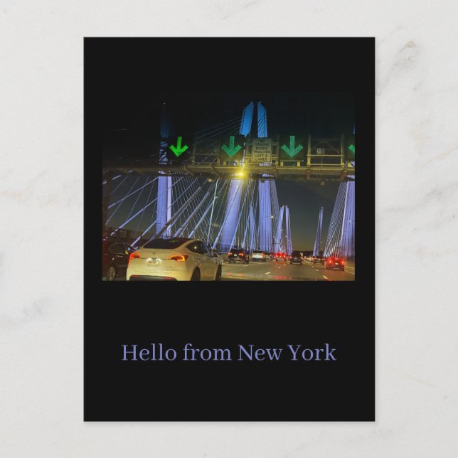 New York Lighted Bridge Postcard (Front)