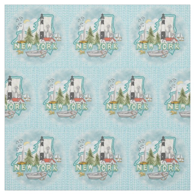 New York Lighthouse Fabric (Swatch)