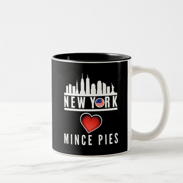 New York Loves Mince Pies Cityscape Two-Tone Coffee Mug (Right)