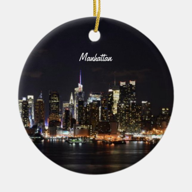 New York, Manhattan Skyline Ceramic Ornament (Front)