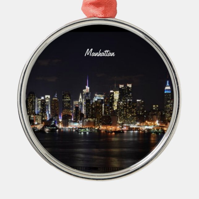 NEW YORK: Manhattan Skyline Metal Ornament (Front)