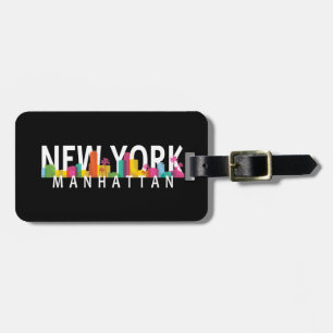 New York Manhattan skyline with palms Luggage Tag