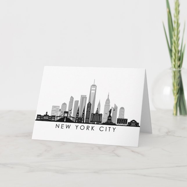 NEW YORK Manhatten USA City Skyline Silhouette Card (Front)