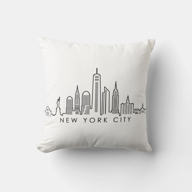 NEW YORK Manhatten USA City Skyline Silhouette Cushion (Front)
