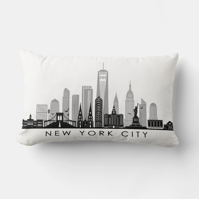 NEW YORK Manhatten USA City Skyline Silhouette Lumbar Cushion (Front)