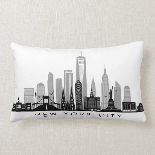 NEW YORK Manhatten USA City Skyline Silhouette Lumbar Cushion